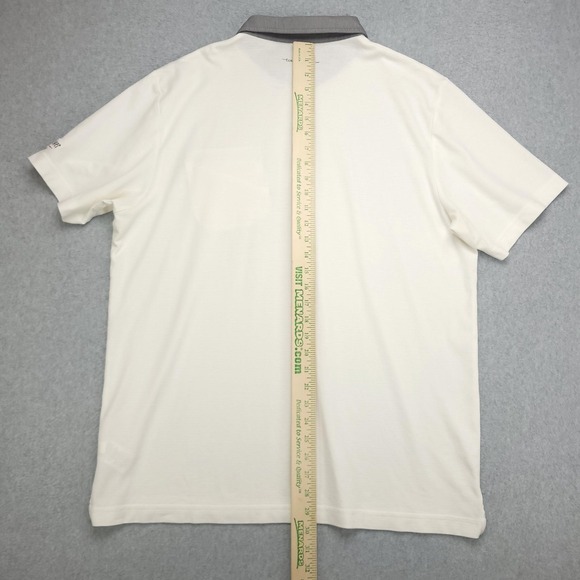 TravisMathew Polo Shirt Mens XL White Gray Dismal River Golf Pima Cotton Stretch - Picture 10 of 16